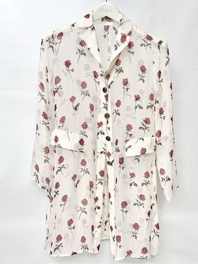 ⏰💲DROP- SILK✨ Escada Sheer Rose Print blazer - Vintage